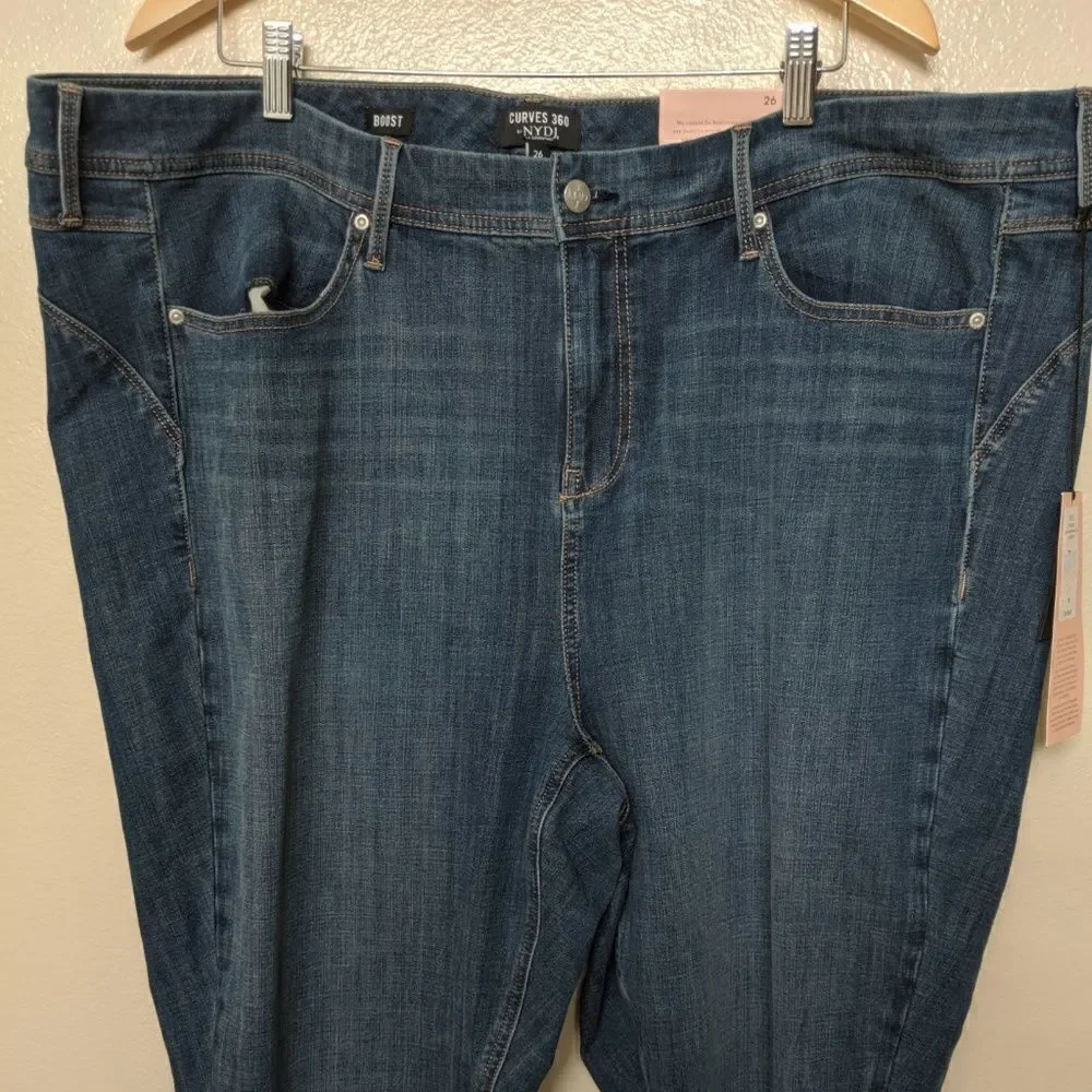 NYDJ Plus Size 26 Cropped Skinny Curves 360 Raw Cuff Jackson Ankle Capri Jeans